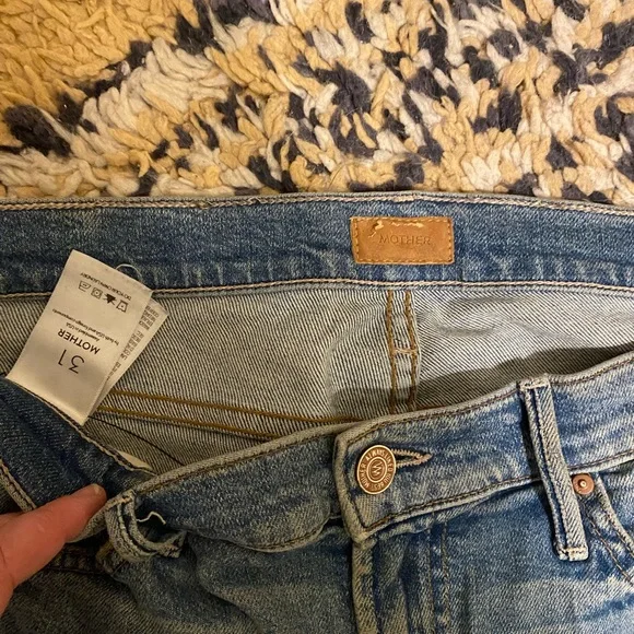 MOTHER Distressed Blue Straight Leg Jeans size 31 - Picture 2 of 3